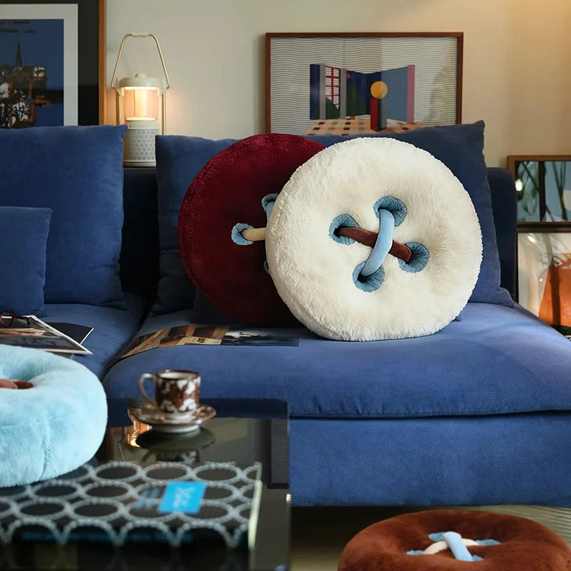 Adult Button Pattern Pillow Cushion Home Decoration Bedroom Sofa Bedside Soft Outfit Fabric Lumbar Support