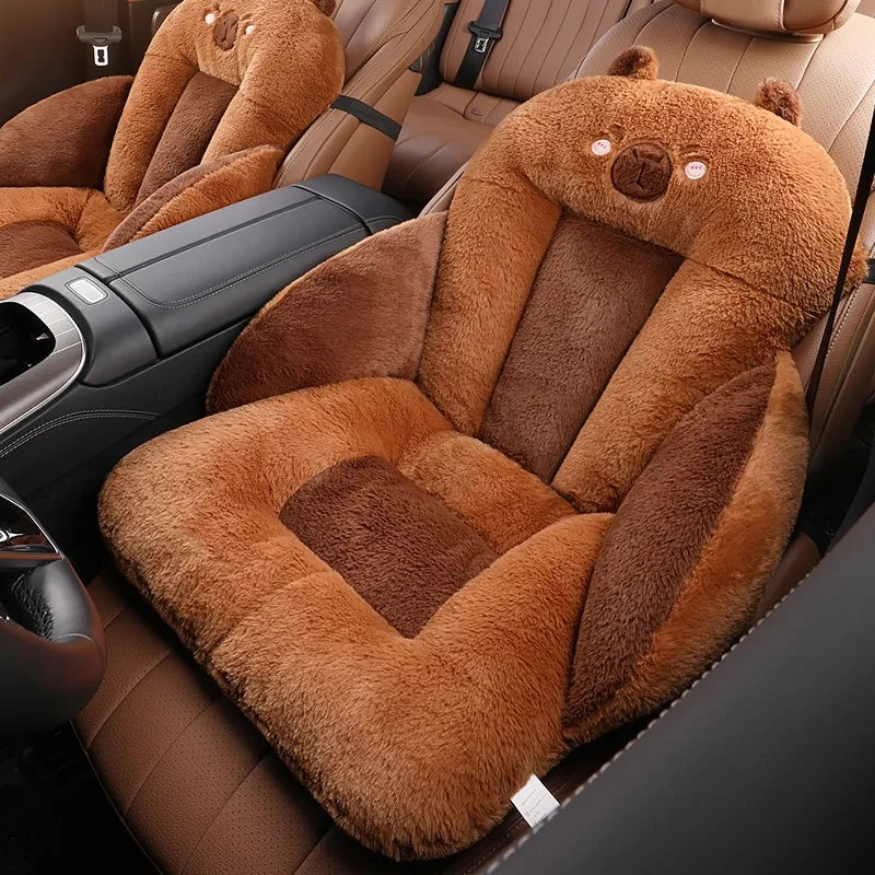 Cute cartoon design car seat cushion soft plush with thickened padding for office home and car use Easy installation