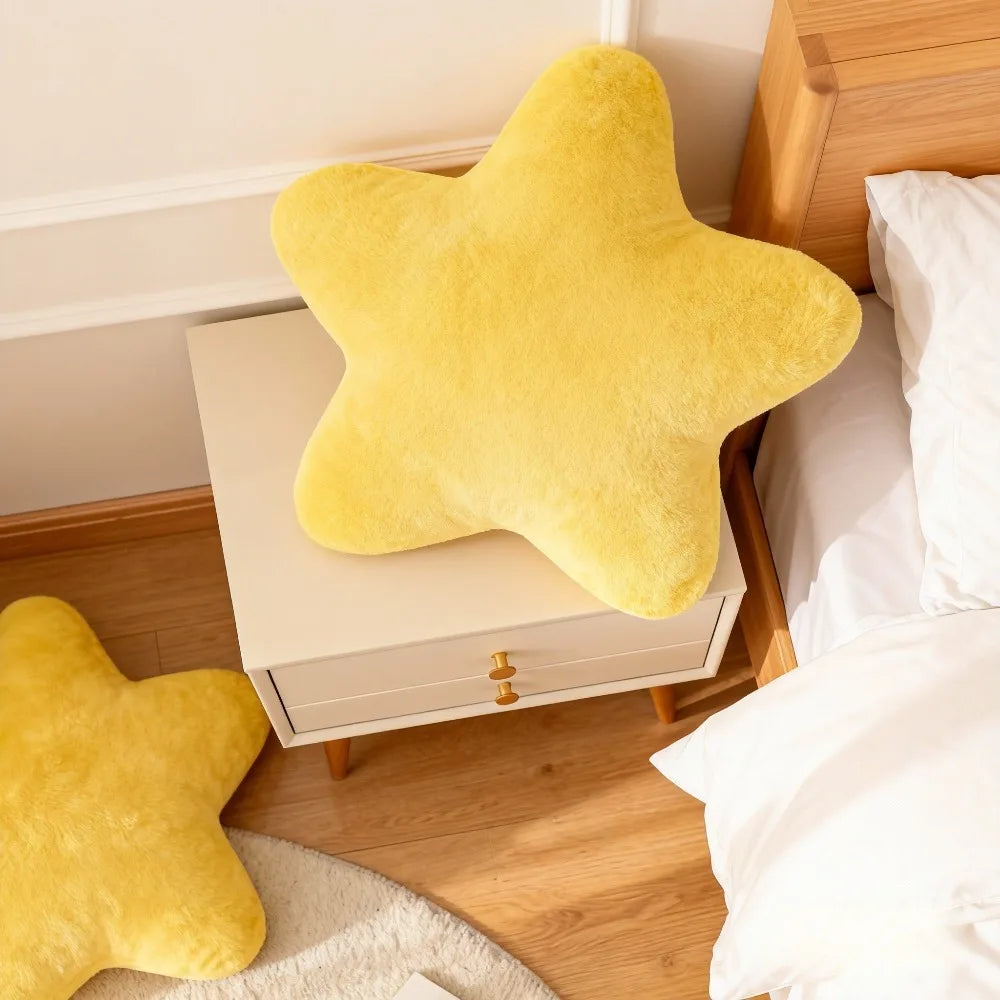 Star Shaped Yellow Pillow High Aesthetic Ins Style Soft Cushion Must Have For Renters Living Room Sofa Decor