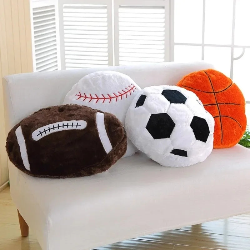 Ins Soft Plush Sports PillowS Cushion for Living Room Home Decor, Football/Basketball-shaped Seat Cushion/Back Cushion