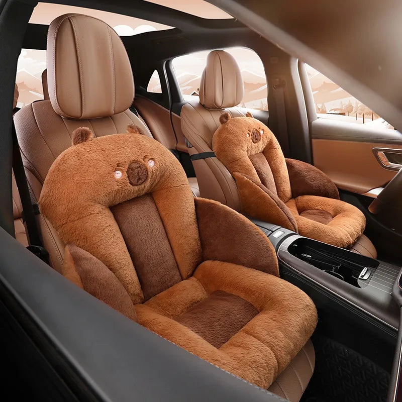 Cute cartoon design car seat cushion soft plush with thickened padding for office home and car use Easy installation